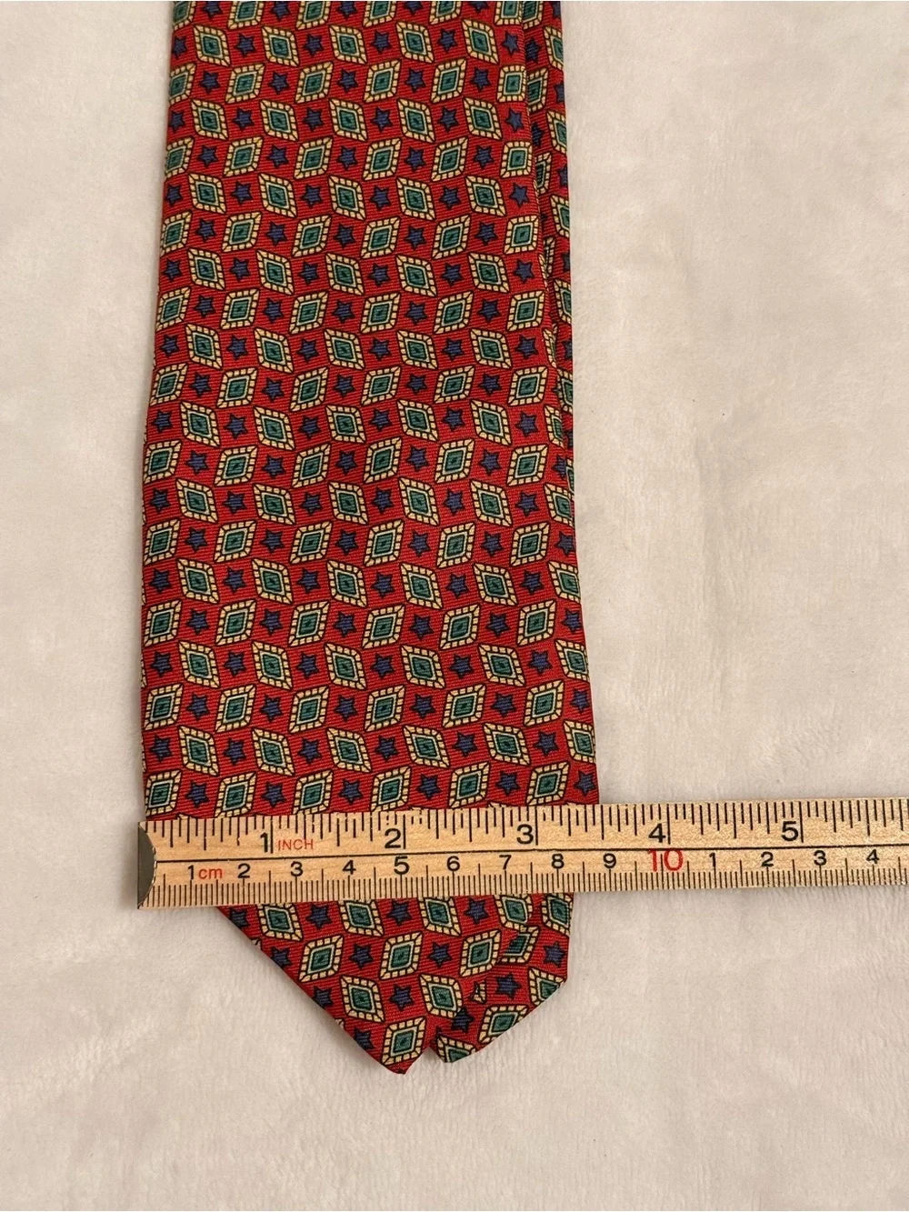 Vintage Christian Dior Monsieur Red Geometric Silk Tie